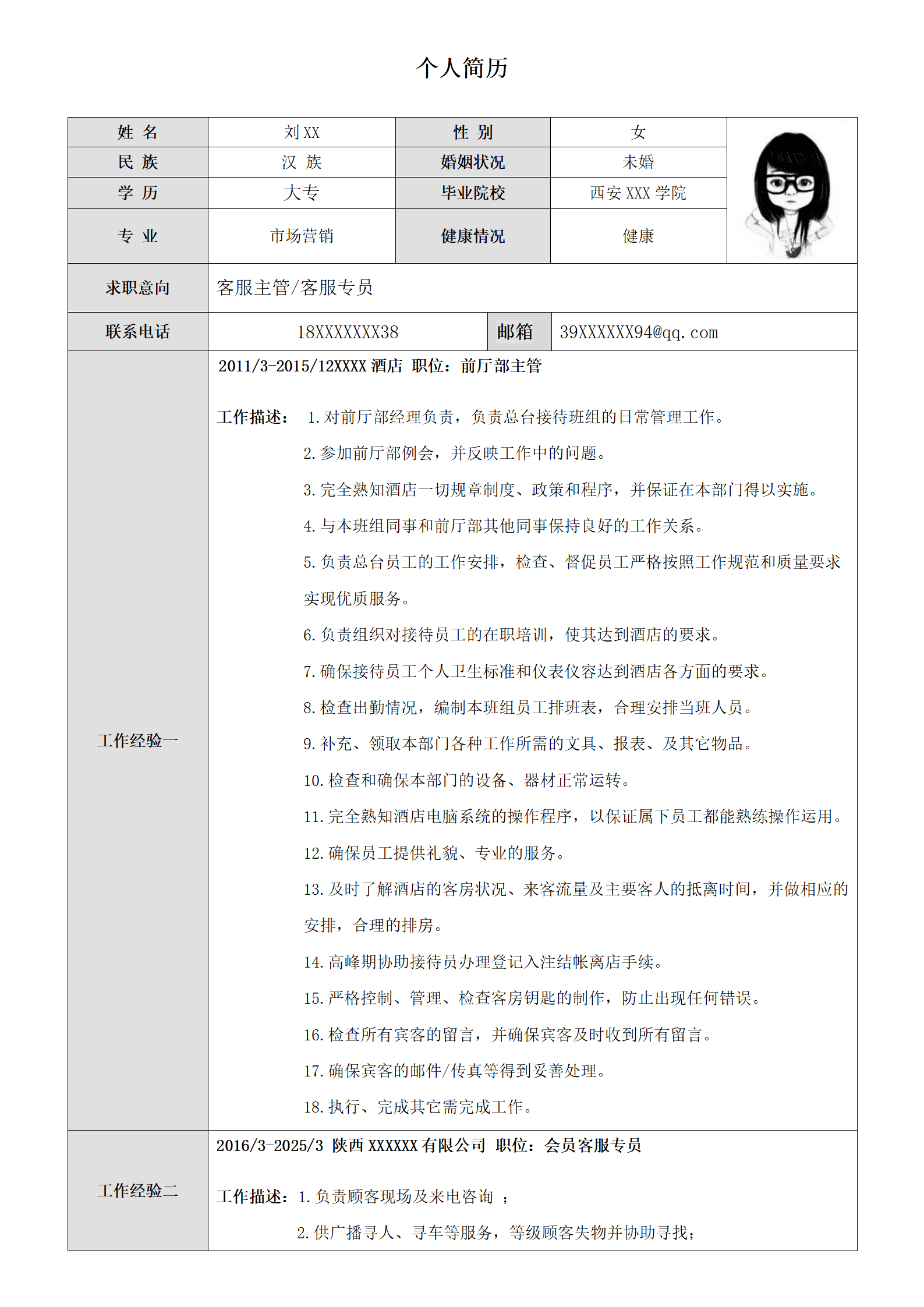 简历表格模板下载