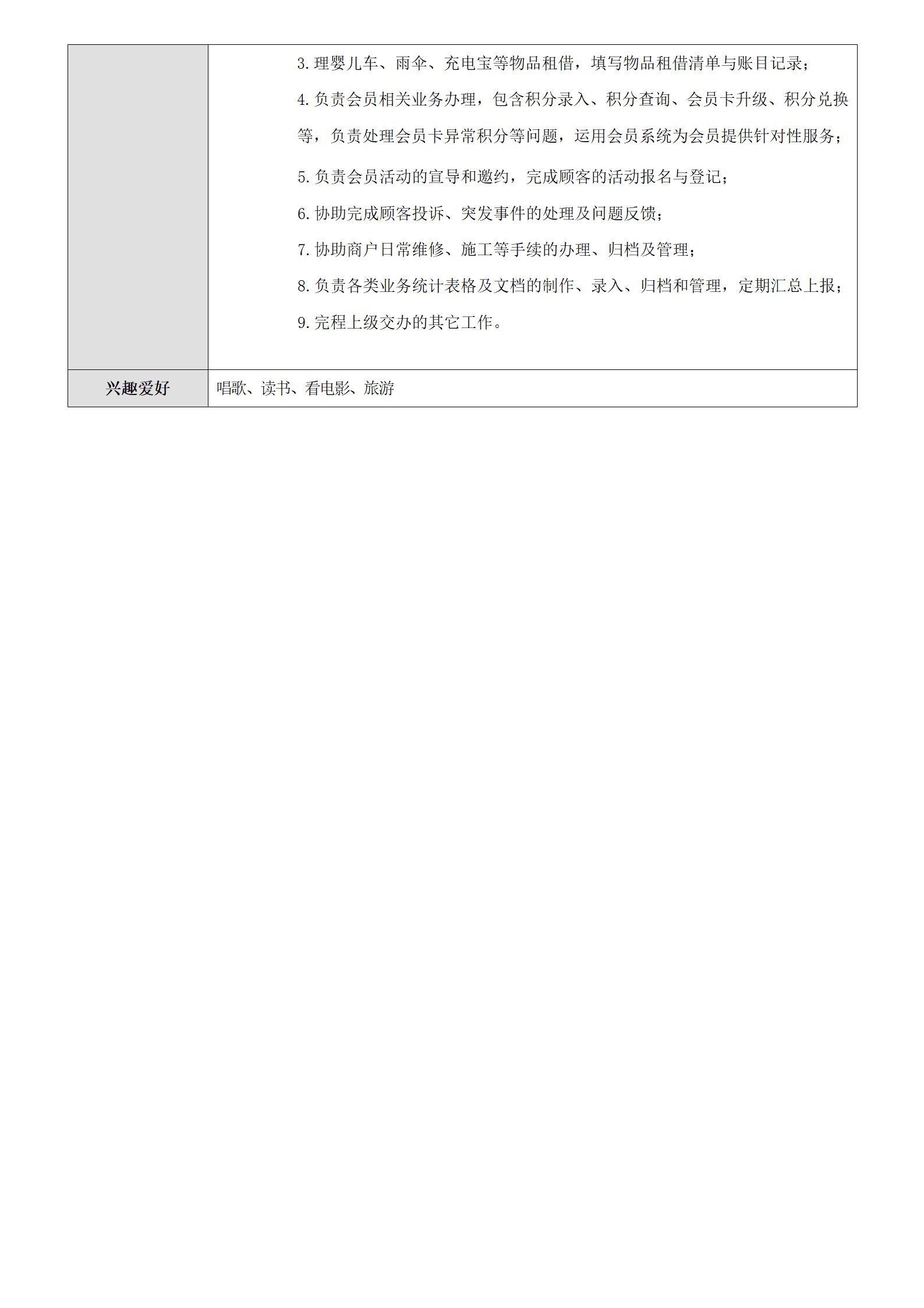 简历表格模板下载