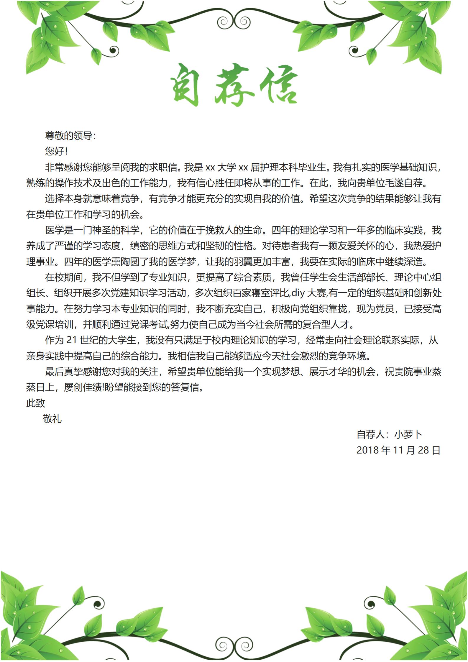 从新手到资深护士4页简历样本