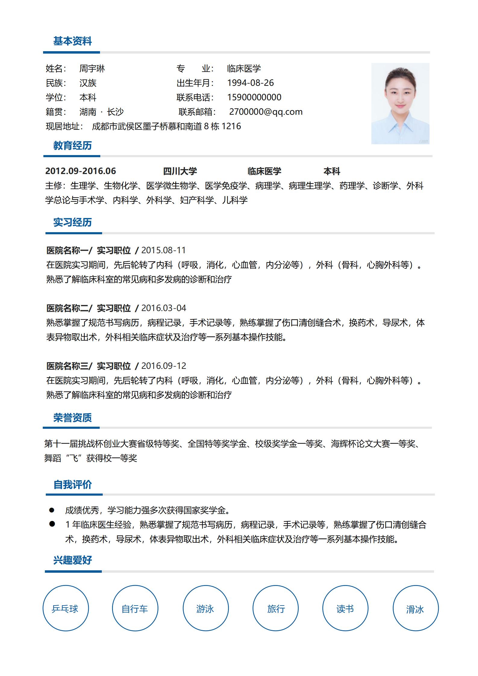 融入职场护士4页简历模板