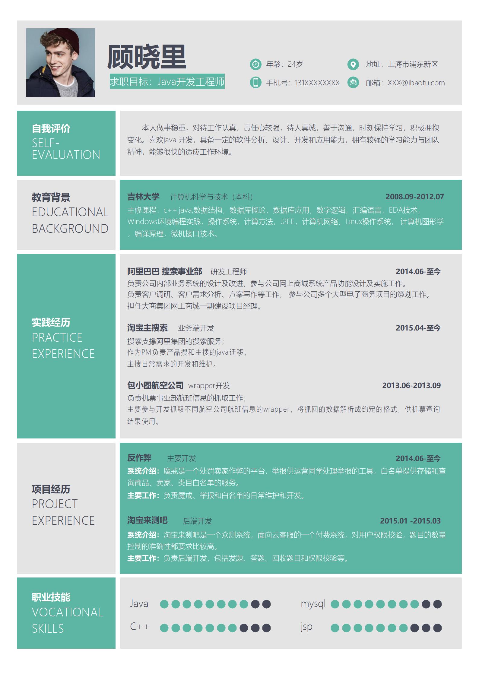 创意绿色环保风格简历模板