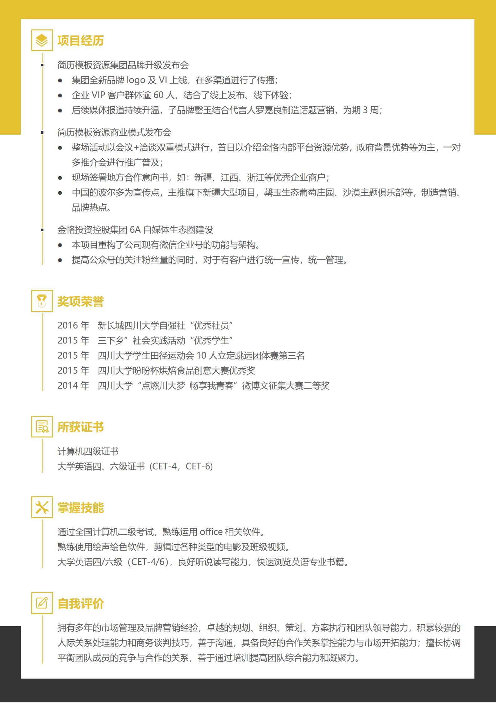 全面展示技能的3页简历