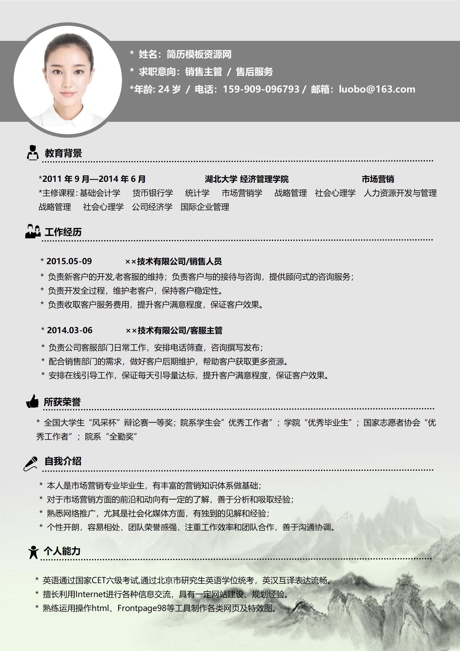 大学生求职简历模板全套