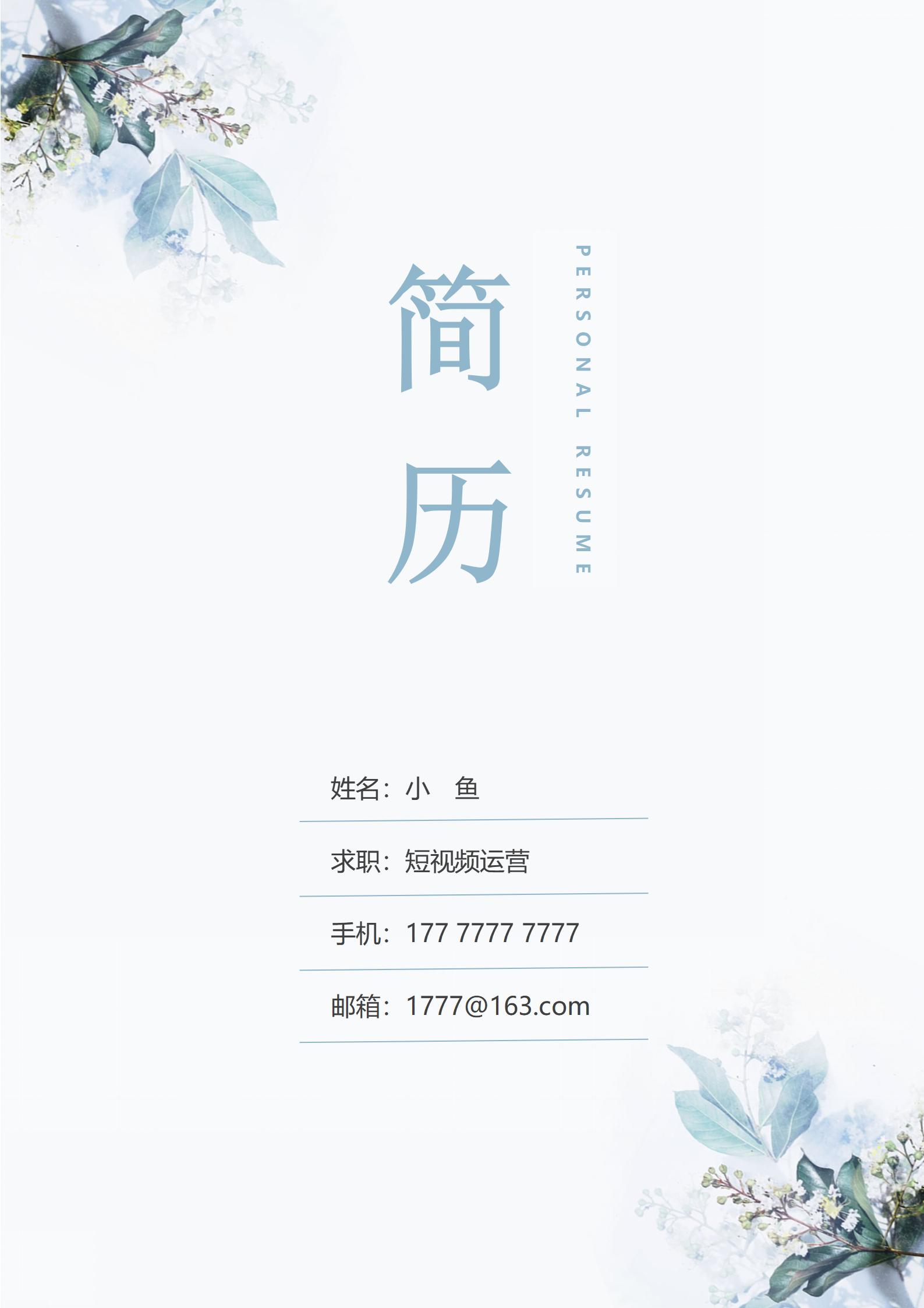 静谧职场莫兰迪色系简历套装