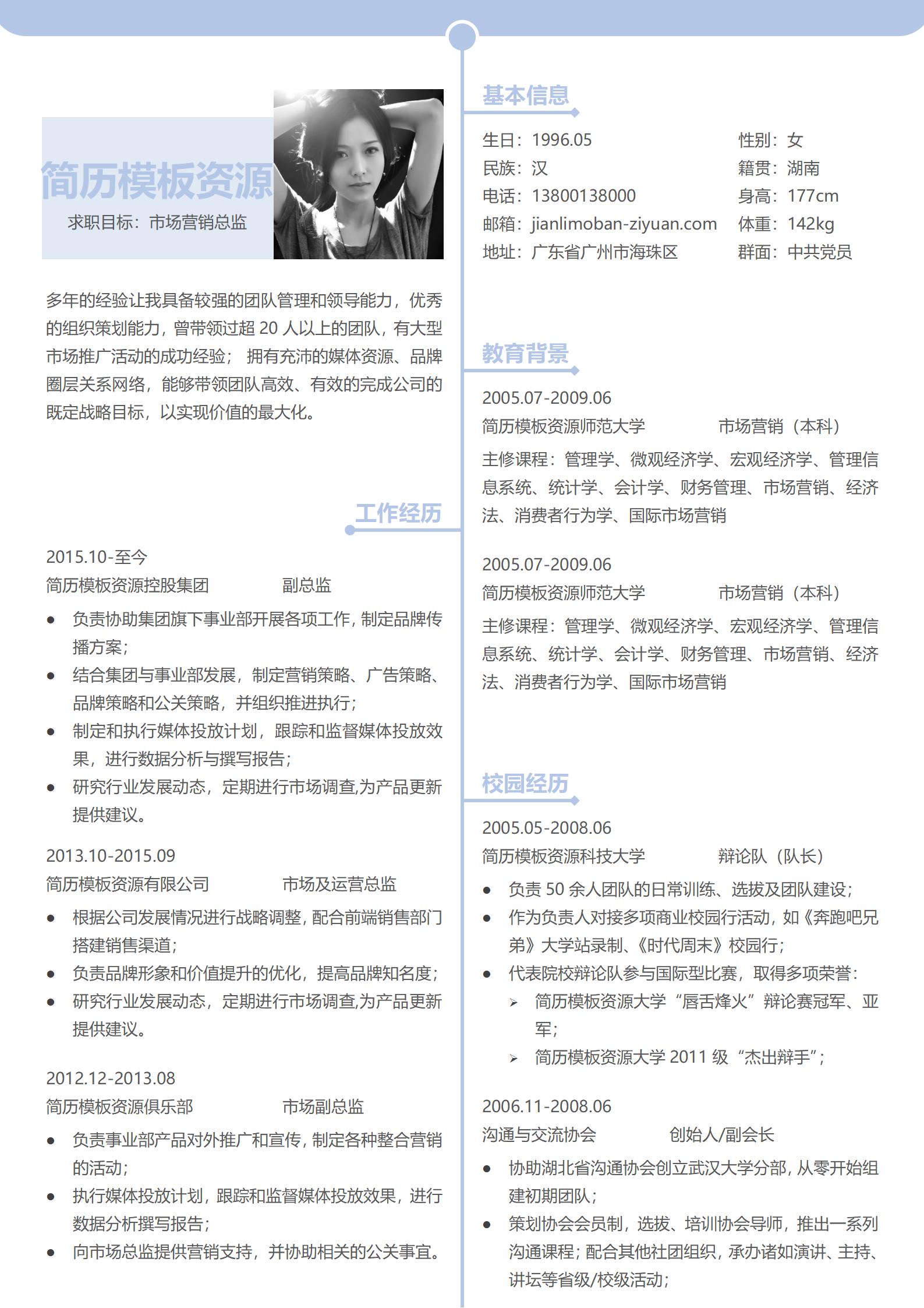 工作与技能集合的2页简历模板