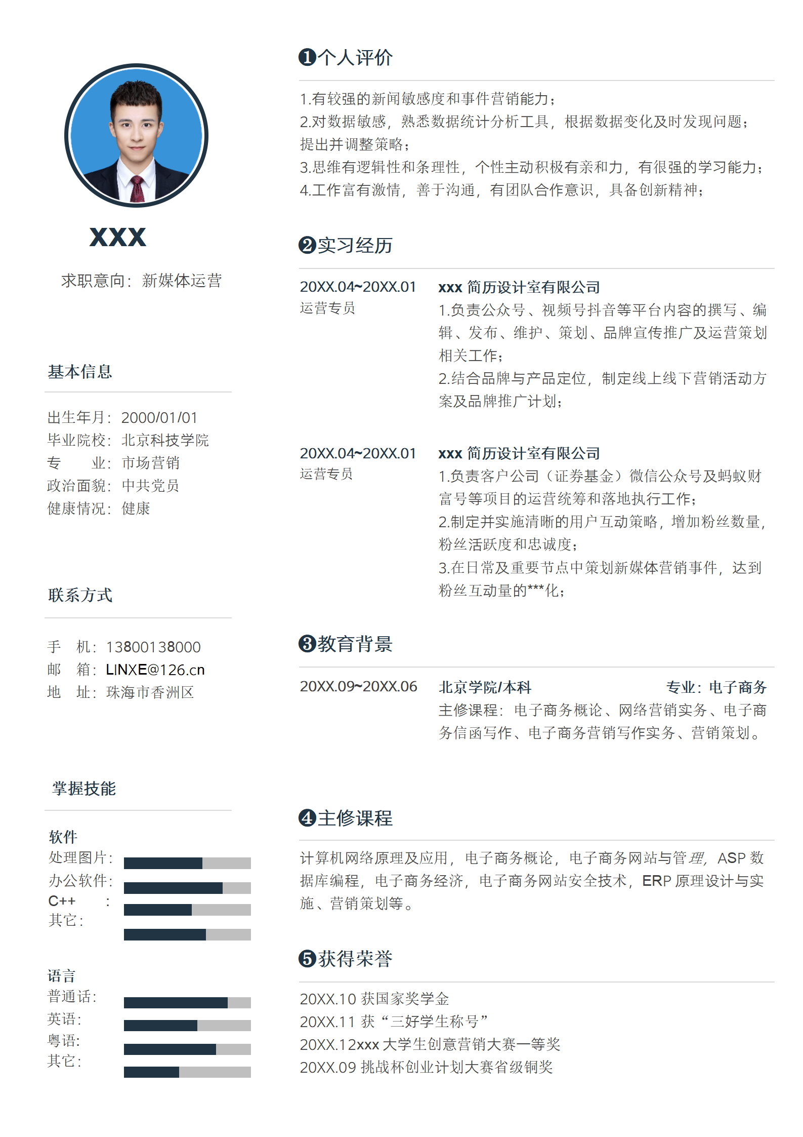创意新媒体简历模板下载
