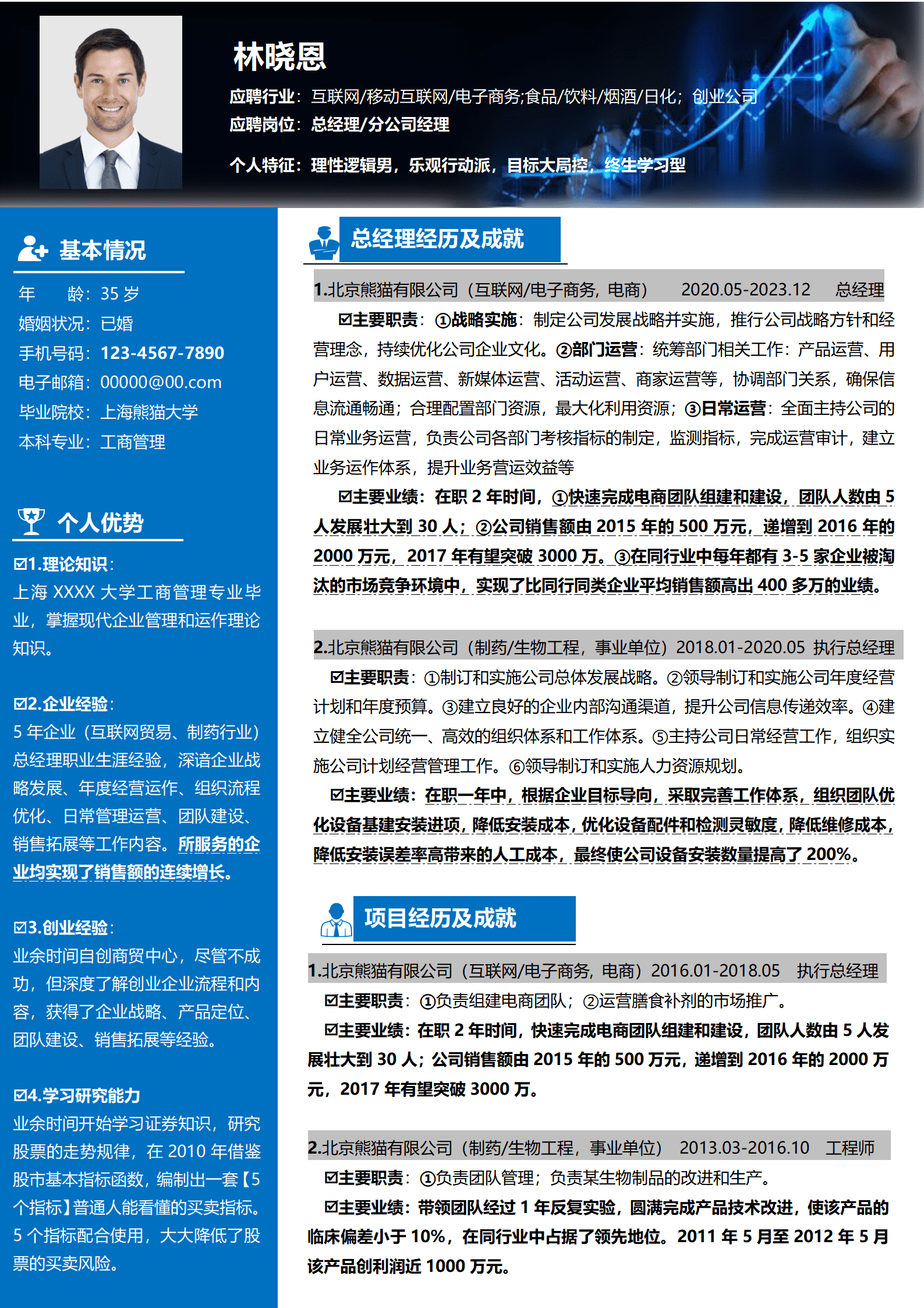 总经理简历