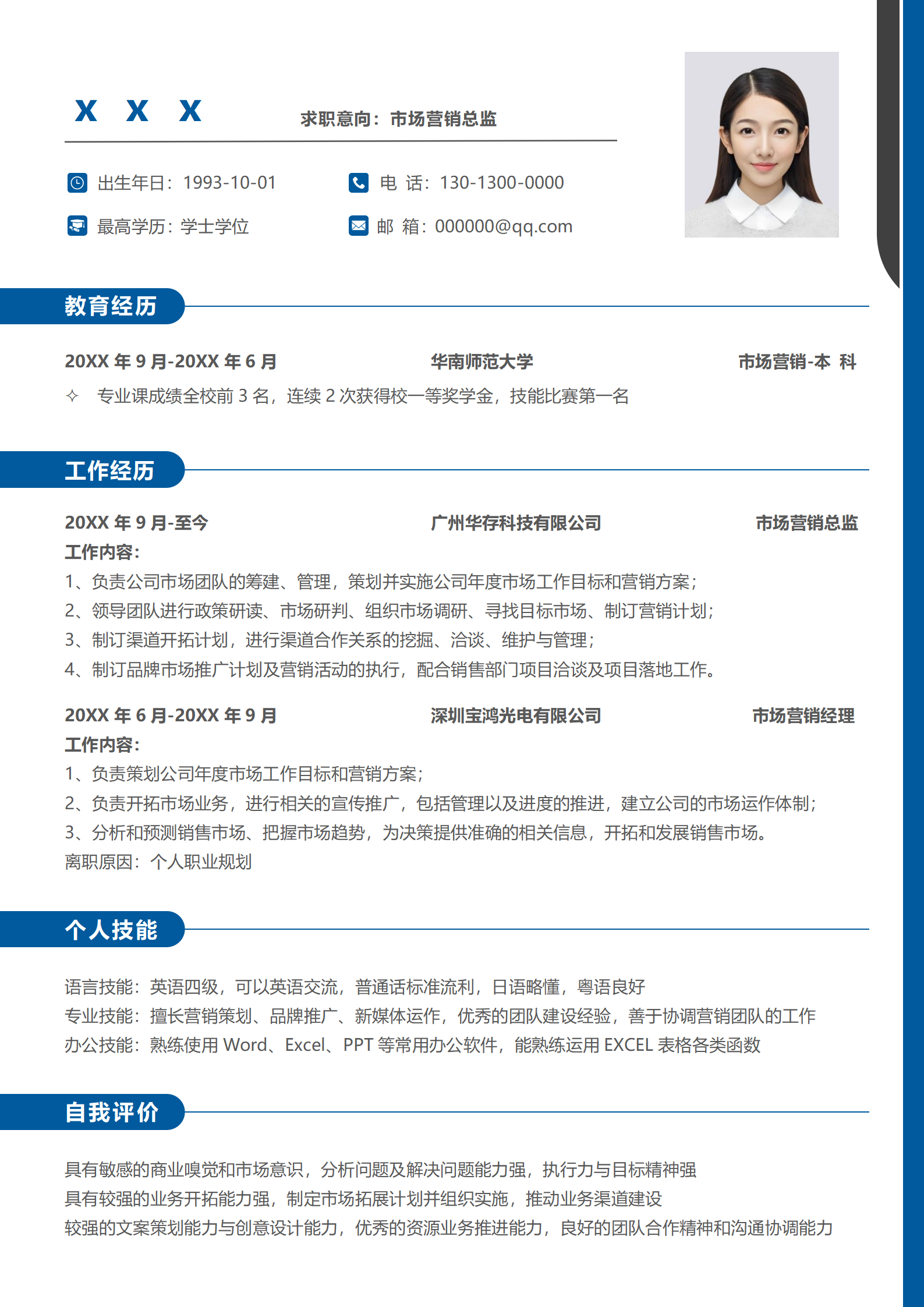 技术销售简历模板下载