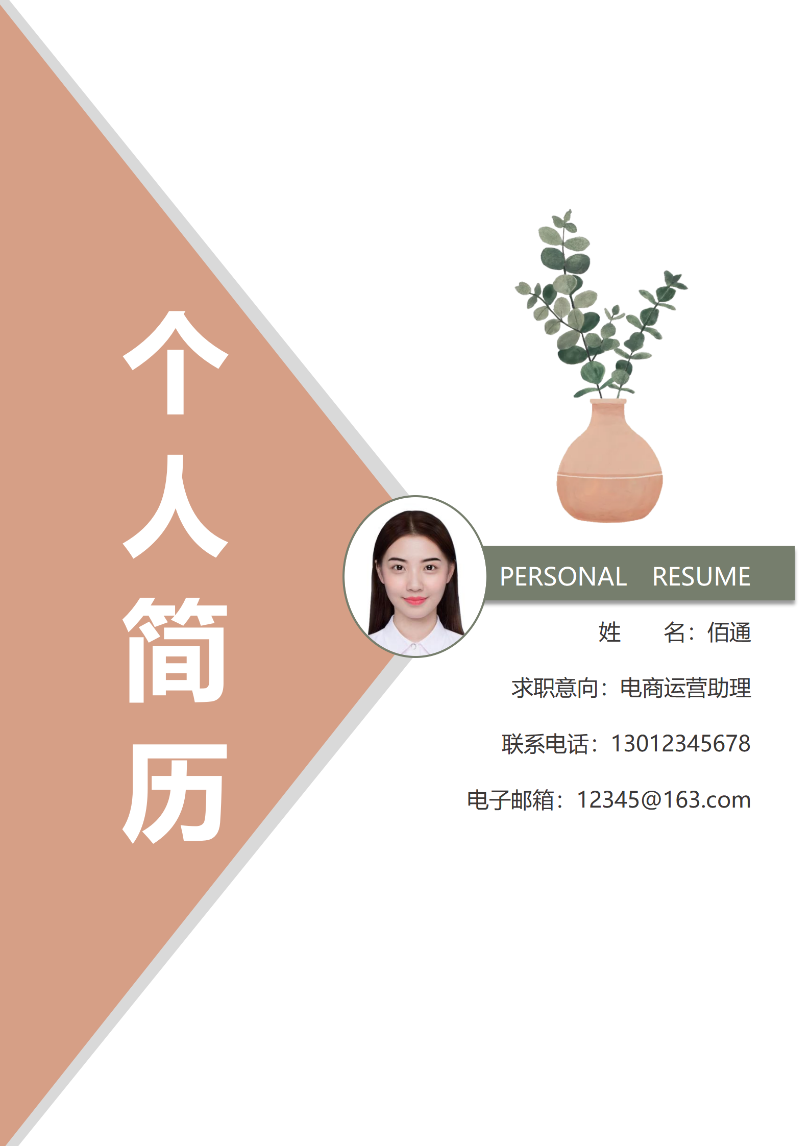 电商精英求职简历模板免费（含封面自荐信）