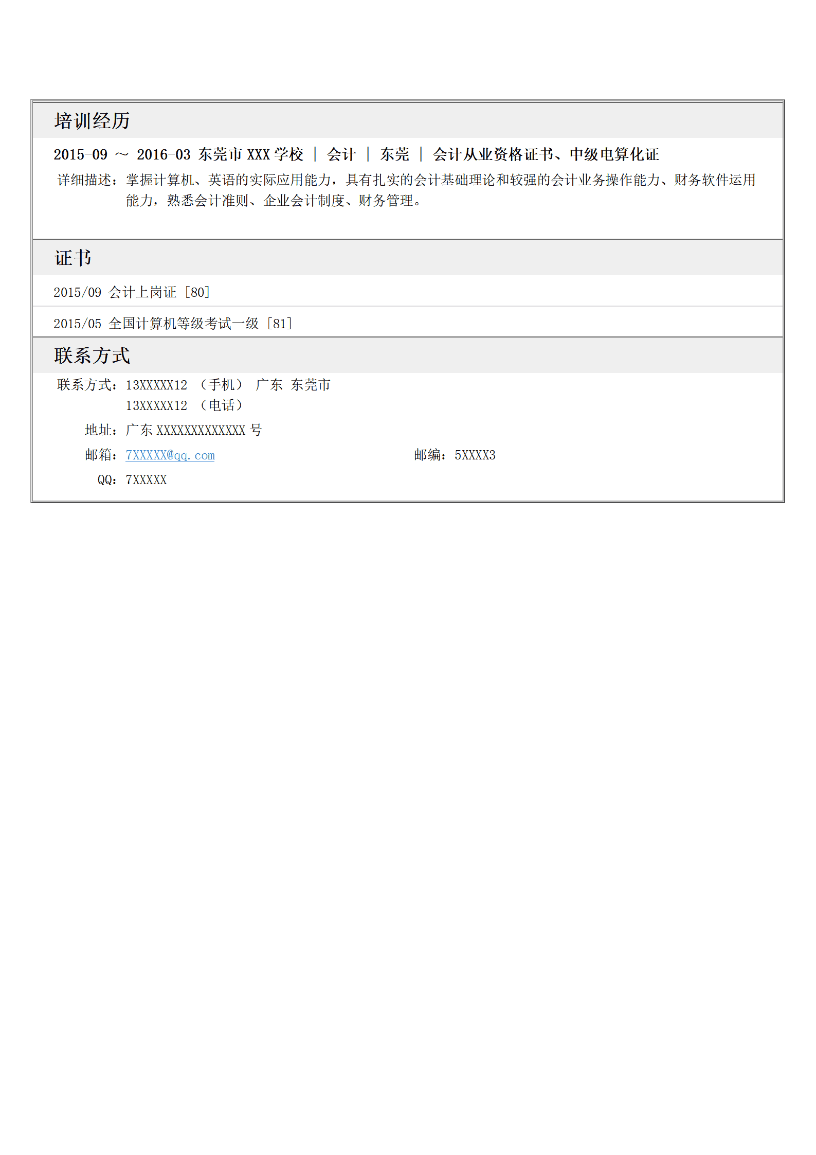 企业高管简历模板