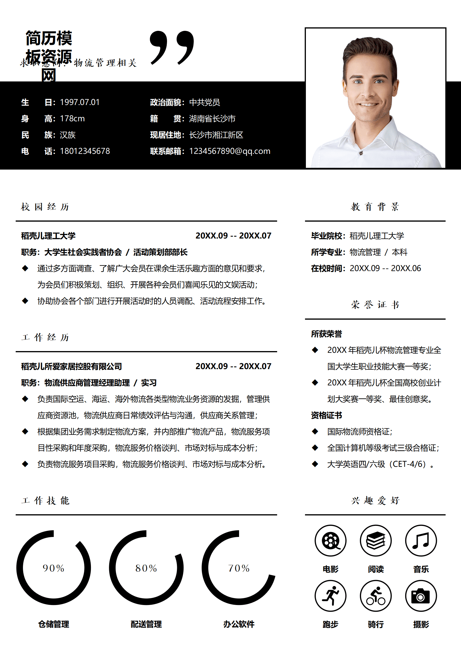 物流管理专业简历模板