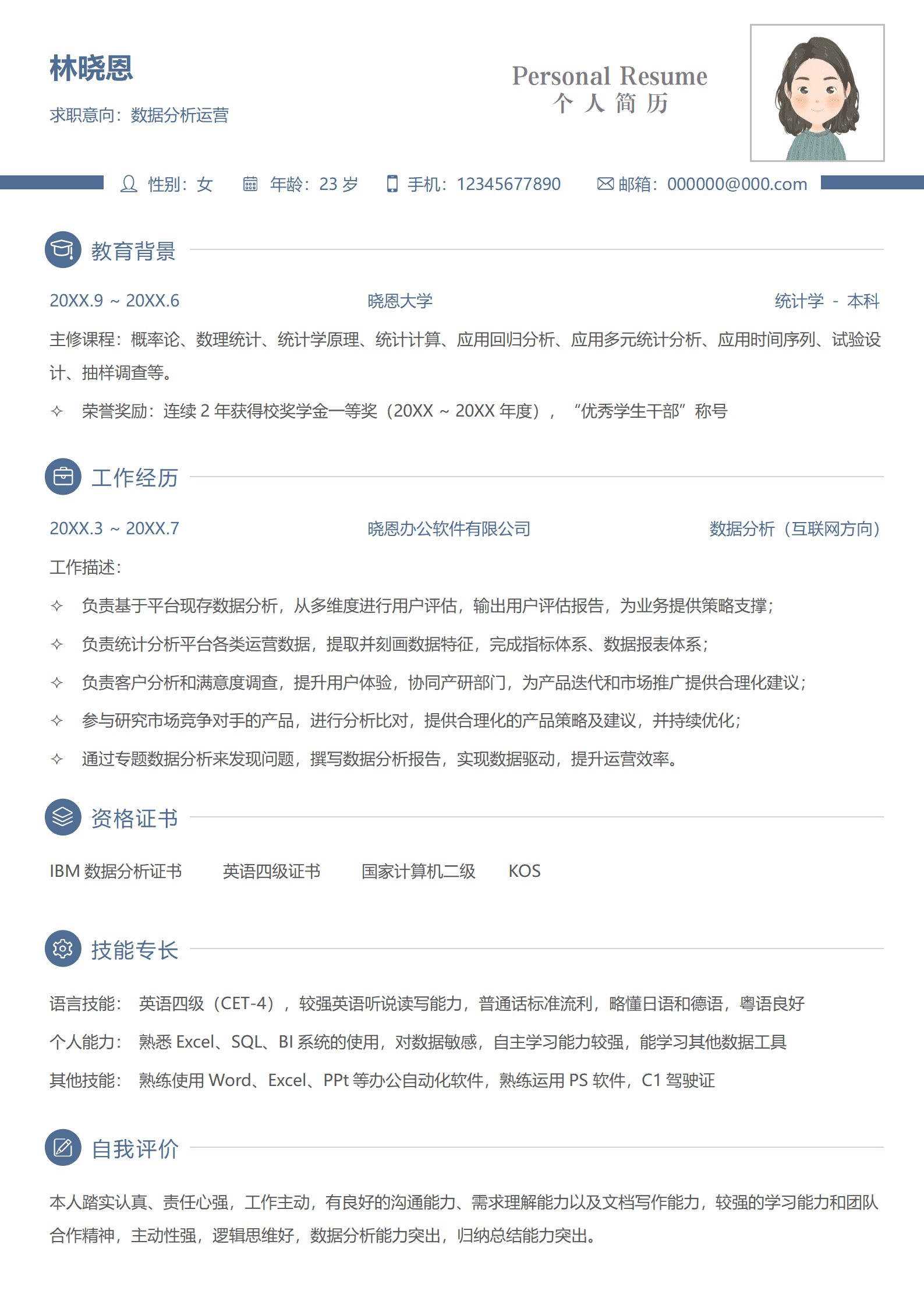 互联网数据分析简历模板 多维度用户评估专家